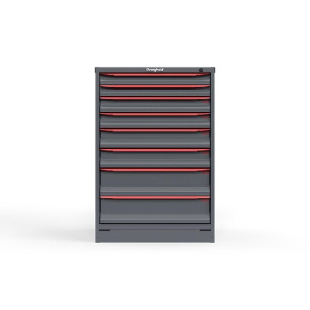 Strong Hold 8 drawer cabinet - (2x 2ft, 2x 3ft, 2x 4ft, 2x 6ft) - Red accents - Keyed Different S3044-PPDAS-0803DS