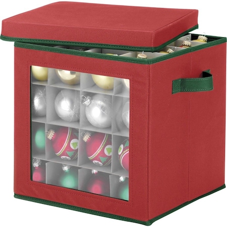 Whitmor Clear/Red Ornament Storage Bag 12 in. H X 12 in. W X 12 in. D 6129-5340