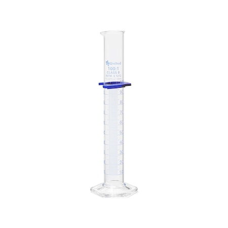 United Scientific Graduated Cylinders, Double Scale, Borosilicate Glass, 100 mL, Class B, 2PK UNCYLNGB-100