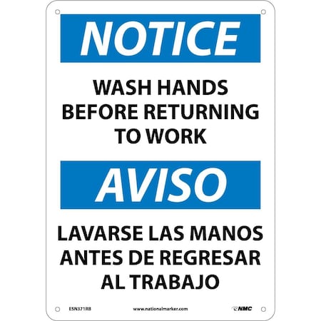 Nmc Notice Wash Hands Sign - Bilingual, ESN371RB ESN371RB