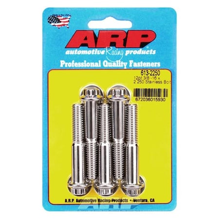 Arp 613-2250 0.37-16 x 2.25 in. Stainless Steel 12 Point Bolt Kit, 5PK ARP613-2250