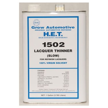 Grow Automotive Slow Lacquer Thinner, Gallon 1502/01