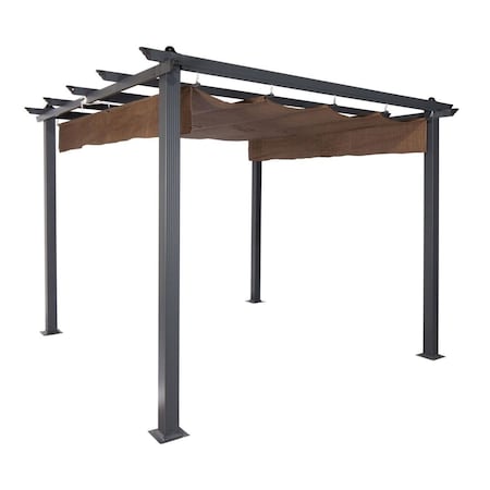 Coolaroo Aurora Pergola Design Gazebo with Retractable Canopy Shades, Mocha 454593