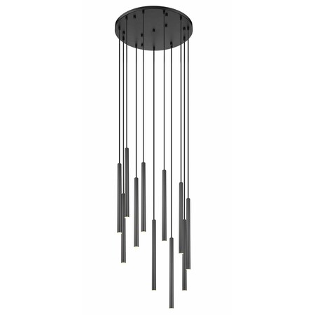 Z-Lite Forest 11 Light Chandelier, Matte Black, 24 In W x 23.75 In H 919MP24-11R-MB-LED