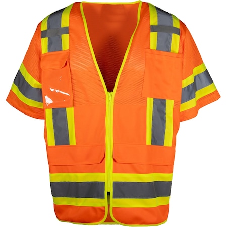 Pip ANSI Type R Class 3 Two-Tone Ten Pocket Surveyors Tech Vest 303-0700-OR/XL