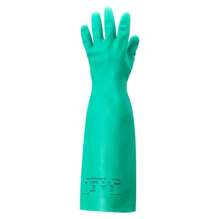 Ansell AlphaTec(R) Solvex 37-185 Chemical Resistant Gloves, Nitrile, 18 in L, 22 mil, Green, 8, 1 PR 37-185