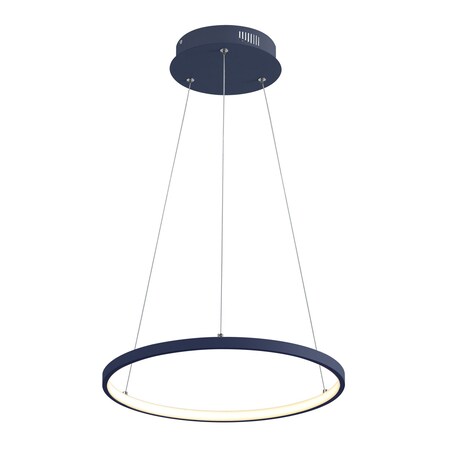 Jonathan Y Brice 15.75" Modern Contemporary Metal Round Dimmable Integrated LED Pendant, Navy JYL7202F