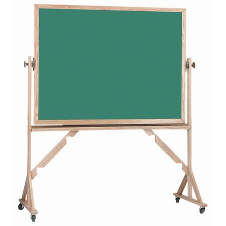 Aarco Reversible Freestanding Green Porcelain Chalkboard w/ a Red Oak Frame, Board Size 48''Hx72''W RS4872G