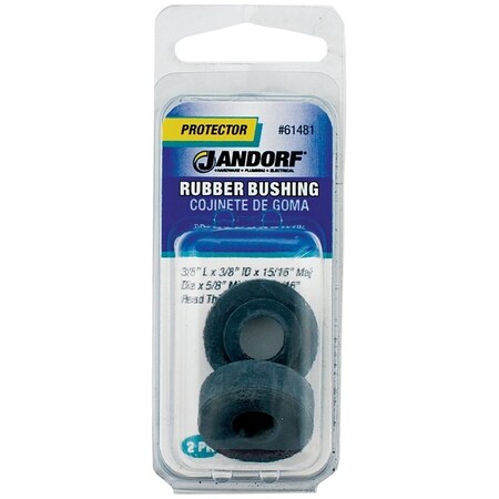 Jandorf Conduit Bushing, 3/8 in Dia Cable, Rubber, Black, 5/16 in Thick Panel 61481