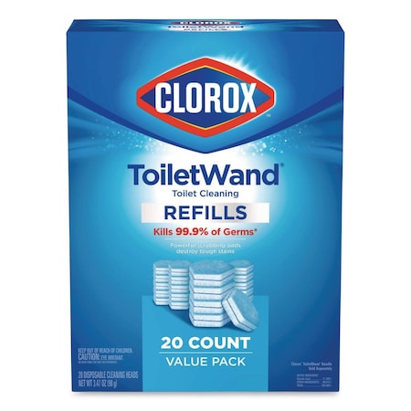 Clorox Disinfecting ToiletWand Refill Heads, Toilet Cleaning Scrubbing Pads, Blue/White, 20PK 31049