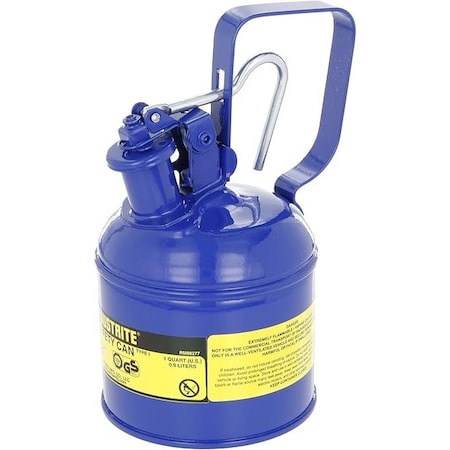 Justrite Type I Safety Can, Galvanized Steel, 1 qt., Kerosene, Blue 10110