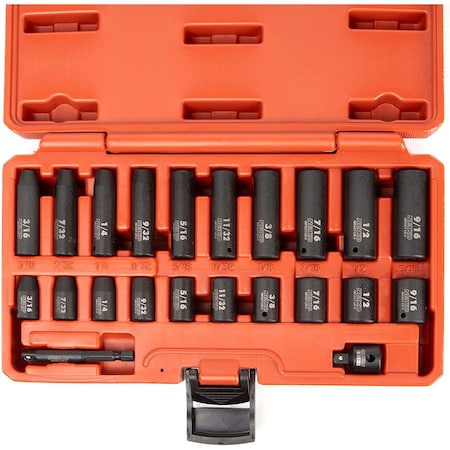 Neiko 1/4'' Dr. Impact Socket Set, SAE, Deep and Shallow 02435A
