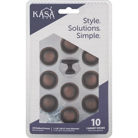 Hardware Resources KasaWare 1-1/8'' Diameter Brushed Oil Rubbed Bronze Cabinet Knob, 10PK K413BORB-10