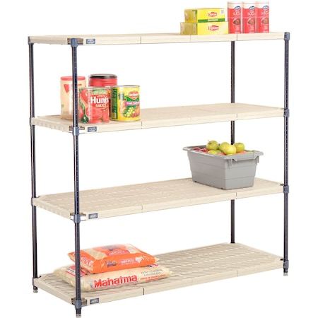 Global Industrial Nexel Nexelite 4 Shelf, Vented Plastic Mat Shelving Unit, Starter, 54"W x 24"D x 54"H 331456N