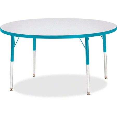 Jonti-Craft Berries Round Activity Table, 48 in. Diameter, A-height, Freckled Gray/Teal/Gray 6433JCA005