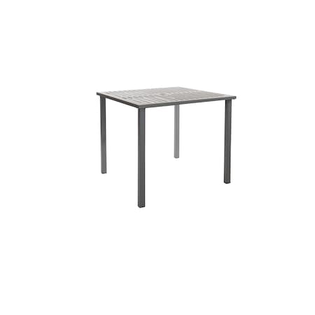 Bfm Seating Daytona 32x32 Dining Height Table - E-Coated - Powder Coated Steel - Soft Gray - With Umbrella Hole SUD3232SGU