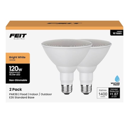 Feit Electric PAR30SN E26 Medium LED Bulb Adjustable White 75 Watt Equivalence, 2PK PAR3812083010K2