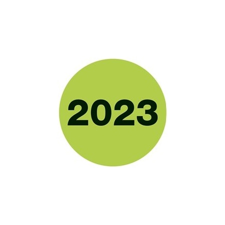Bubblefast 3'' Circle - ''2023'' Fluorescent Green Year Labels BFDL6836