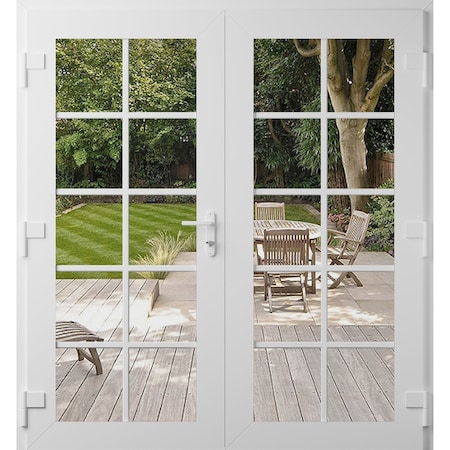 Vdomdoors Front Exterior Prehung Metal-Plastic Double Doors Clear Glass / MANUX 8100 White Silk / Office Comm MANUX8100DEXD-WS-W72xH80-RH-I