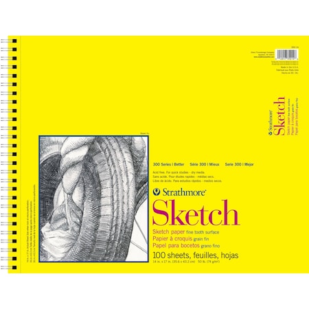 Strathmore 300 Series Sketch Pad, Side Wire Binding, 100 Sheets, 14x17 inch P350-14-03