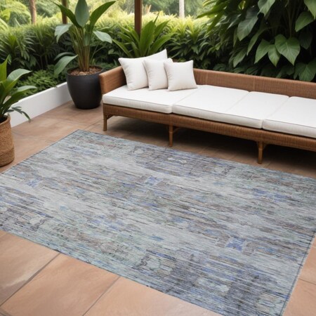Homeroots 9' X 12' Taupe Blue And Green Abstract Washable Indoor Outdoor Area Rug 604274