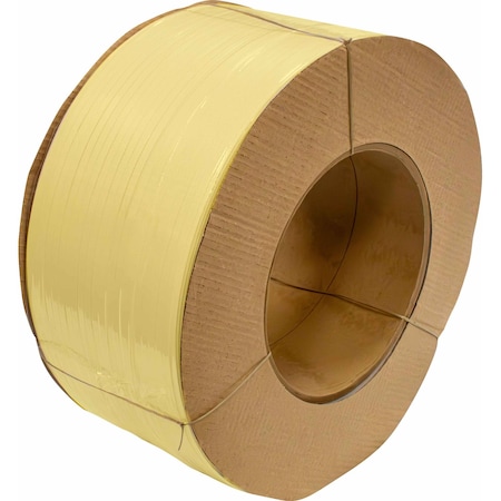 Encore Packaging Polypropylene Strapping Coil - Yellow, 3/8” x .024” x 12,900’ Machine Grade, 8 x 9" Core PPS3802489-12900-YW