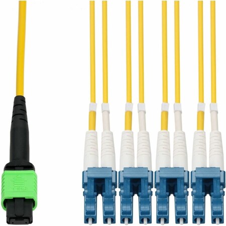 Add-On 3M MPO/APC TO 4XLC/UPC DUPLEX YELLOW OS2 OFNP (PLENUM-RATED) 8-STRAND SMF FIBERFANOUT CABLE ADD-MPO-4LC3M9SMFP