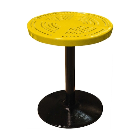 Leisure Craft 24" Round Perforated Pedestal Table, Portable, 30"H, Yellow 24TAB30-YELLOW