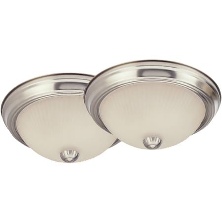 Home Impressions 11'' Brushed Nickel Incandescent Flush Mount Ceiling Light Fixture, 2PK IFM211BNT