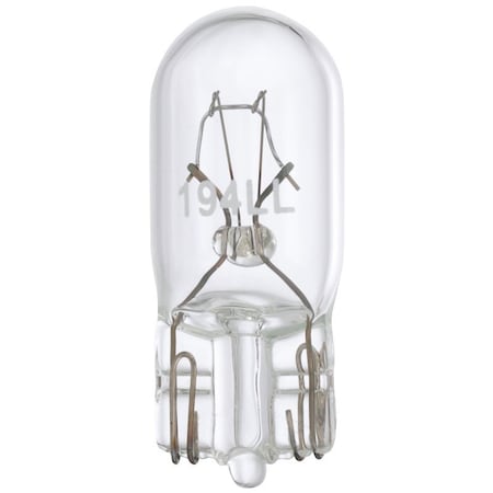 Eiko Peak Miniature Automotive Bulb, 14 V, 4 W, Incandescent Lamp, Wedge, Clear 194LL-BPP