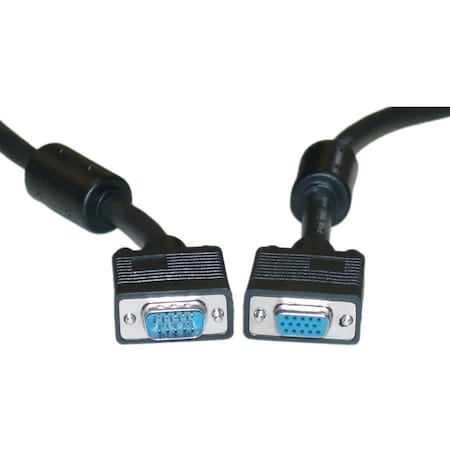 Cable Wholesale SVGA Extension Cable with Ferrites, Black, HD15 Male to HD15 Female, Coaxial 10H1-20206