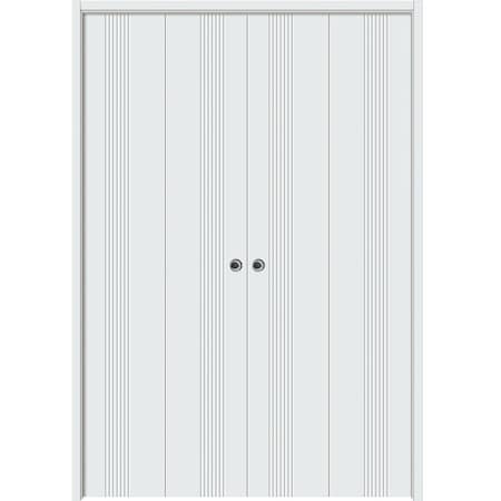 Sartodoors Sliding Closet Double Bi-fold Doors 96 x 80 inches, BASIC 0111 Arctic White, Sturdy Tracks Molding BASIC0111DBF-MAW-96x80 (4* 24x80)