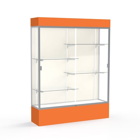 Ghent Lighted Floor Display Case 60x80x16, Plaque, Satin 3175PB-SN-OR