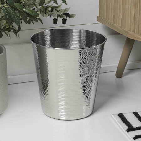 Happimess Remi Modern Classic Textured Steel 2-Gallon Wastebasket, Polished Steel HPM1112E