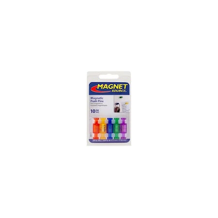 Magnet Source Magnetic Push Pins .625in L X .375in W Assorted Neodymium Assorted, 10PK 8013