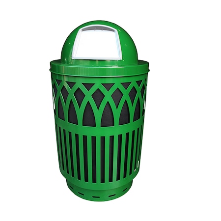 Witt Industries Green Outdoor Receptacle with Laser Cut Design with Dometop COV40P-DT-GN