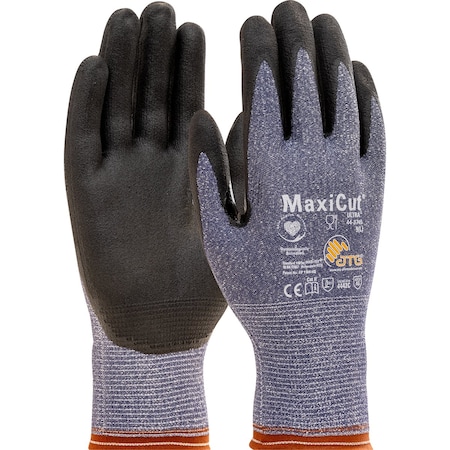 Atg Seamless Knit A3 Engineered Yarn Glove w/Premium Nitrile Coated MicroFoam Grip on Palm & Fing, 12PK 9447