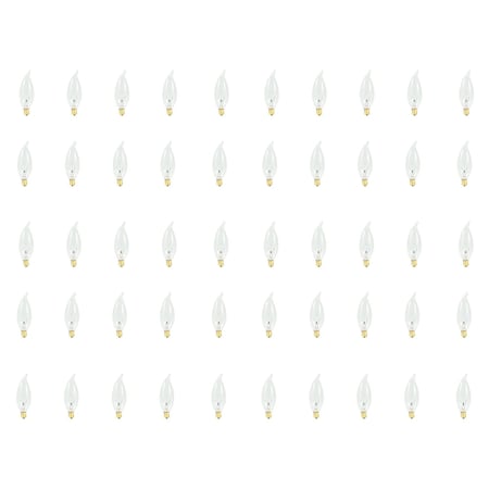 Bulbrite 25W Dimmable Clear CA10 Incandescent Light Bulbs, Candelabra E12 Base, 2700K, 50PK 861139