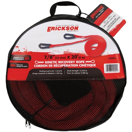 Erickson 7/8'' x 20 Ft. 22020 Lb. Kinetic Recovery Rope 59402