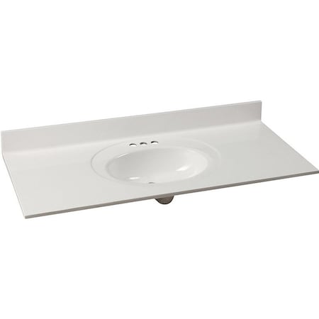 Fgi Vanity Top, 49 in OAL, 22 in OAW, Marble, Solid White, Oval Bowl, Countertop Edge WS-2249