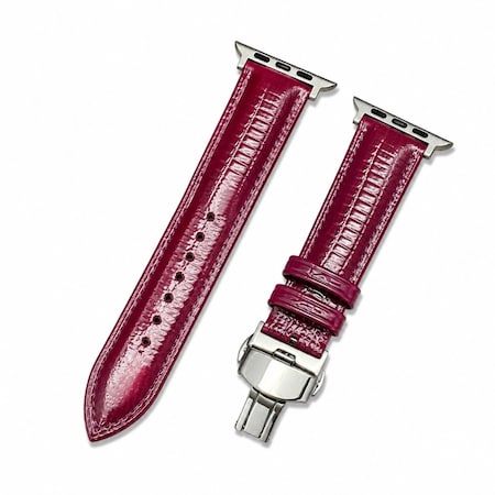 Elegani Lizard-Embossed Leather Watch Replacement Band Compatible with Apple Watch 46mm, Purple LZQR-PUR-46mm