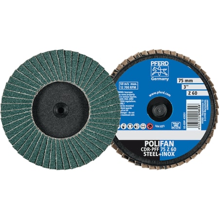 Pferd 3'' POLIFAN Mini Flap Disc - Flat - Zirconia - 60 Grit 42931