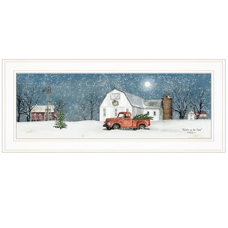 Homeroots Winter on The Farm 1 White Framed Print Wall Art 404567