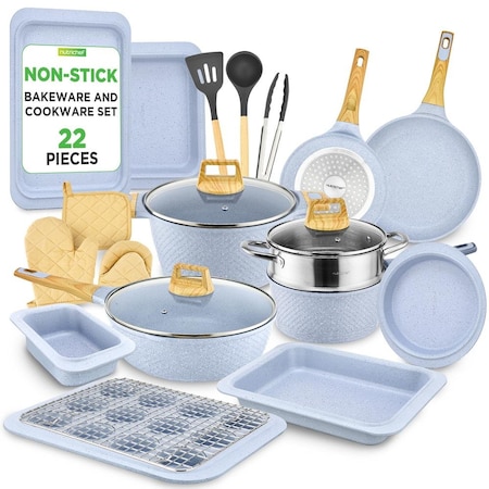 Nutrichef 22‑Piece Non‑Stick Ceramic Pots and Pans Set NCCW22GRA