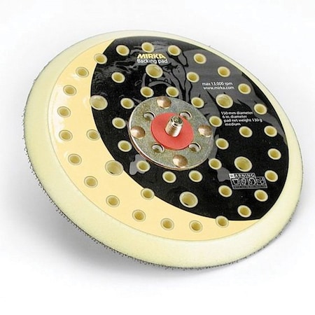 Mirka Abrasives Grip Faced Vacuum Back-Up Pad, 6 in Dia, Hook and Loop Attachment 916GV