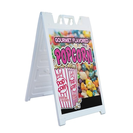 Signmission Gourmet Flavored Popcorn, A-Frame & 2 Sign Inserts, Heavy-Duty Plastic Frame SBHD-C-2436-Gourmet Flavored Popcorn