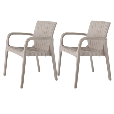 Lagoon Koppla Resin Stackable Rattan Style Dining Armchair, 2PK 7027G6-SSLGS