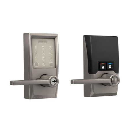 Schlage Encode FE789WBV CEN 619 L Smart Wi-Fi Lever With Century Trim, Satin Nickel, Commercial FE789WBVCEN619LAT
