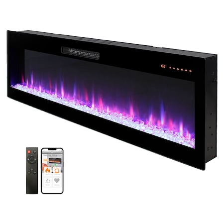 Edendirect Smart 60" WiFi-Enabled Electric Fireplace Heater, Recessed in-Wall and Wall-Mounted ZR-W1769P249201