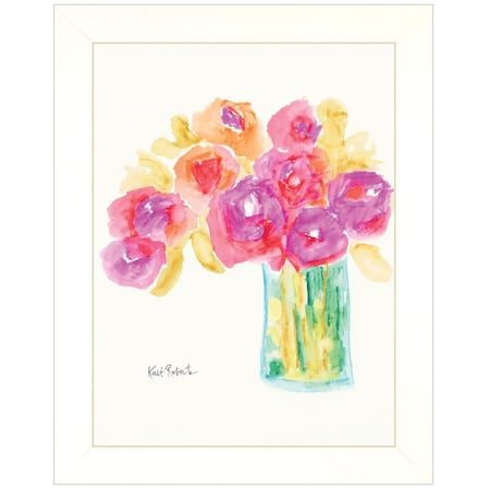 Homeroots Speak in Flowers White Framed Print Wall Art 415385